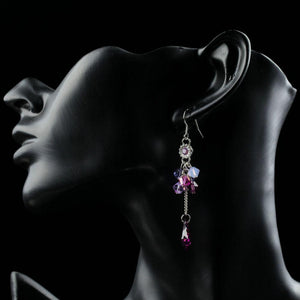 Elegant Purple Crystal Dangle Drop Earrings-khaista-KF0288-4