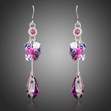 Elegant Purple Crystal Dangle Drop Earrings-khaista-KF0288-1