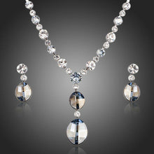 Load image into Gallery viewer, Ellipse Stellux Austrian Crystal Necklace and Drop Earrings Jewelry Set - KHAISTA Fashion Jewellery
