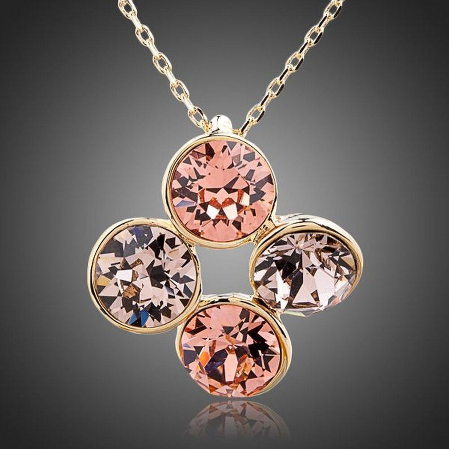 KHAISTA end to end crystal circles necklace on white background