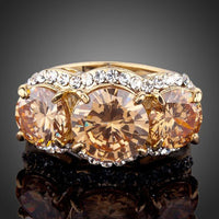 Premium luxury crystal engagement ceremony ring design displayed on a clean white background