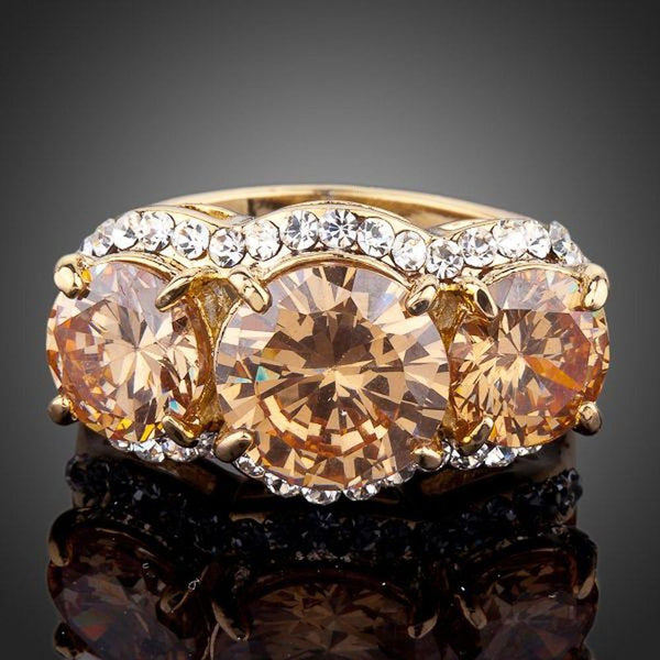 Premium luxury crystal engagement ceremony ring design displayed on a clean white background