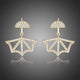 Fan Design Crystal Dangle Earrings