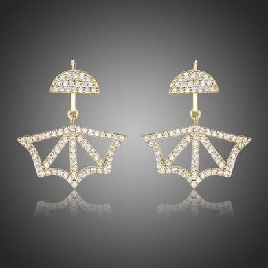 Fan Design Dangle Earrings -KPE0382 - KHAISTA Fashion Jewellery