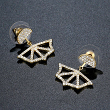 Load image into Gallery viewer, Fan Design Dangle Earrings -KPE0382 - KHAISTA Fashion Jewellery

