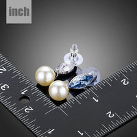 fancy pearl drop earrings detail view by KHAISTA