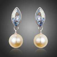 KHAISTA fancy pearl drop earrings on white background