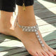 Silver Barefoot Anklet Chain with Crystal Stones
