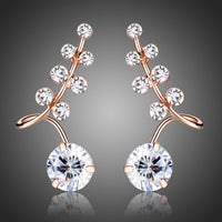 KHAISTA clear CZ fashion drop earrings on white background