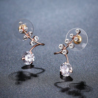 clear CZ fashion drop earrings detail view by KHAISTA