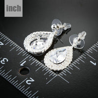 fashion CZ drop earrings detail view by KHAISTA