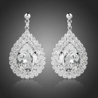 KHAISTA fashion CZ drop earrings on white background