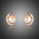 Pearl Half Ellipse and Rhinestone Stud Earrings