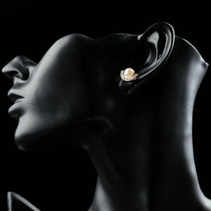 Fashion Pearl Half Ellipse Stud Earring Clear Australian Rhinestone - KHAISTA Fashion Jewellery