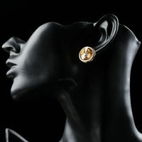 Close up of KHAISTA crystal stud earrings wedding occasion