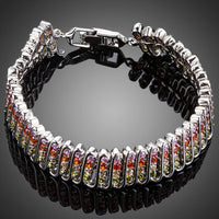 KHAISTA fireflies CZ cuff bracelet on white background