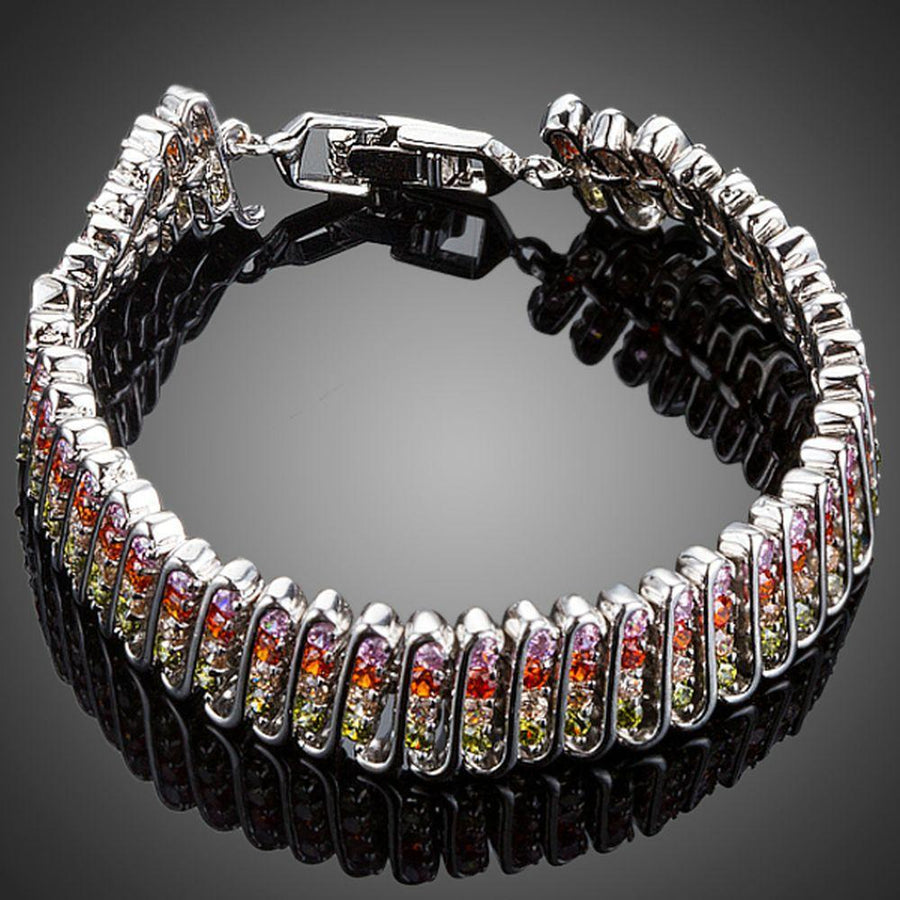 KHAISTA fireflies CZ cuff bracelet on white background