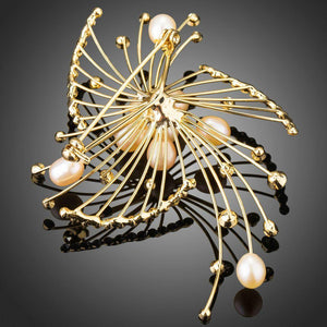 Fireworks Design with Pearls Brooch Pin - KHAISTA Fashion Jewellery