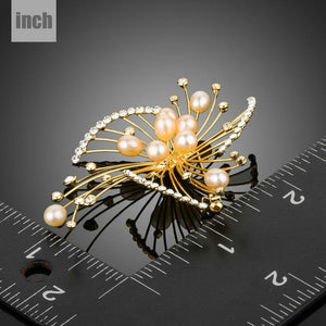 Fireworks Design with Pearls Brooch Pin - KHAISTA Fashion Jewellery
