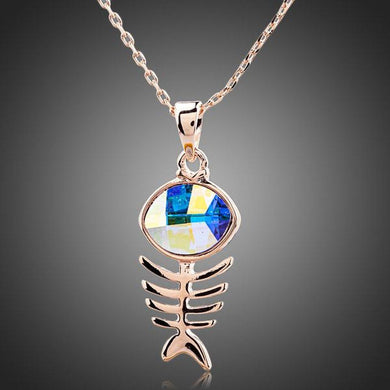 Fish Bone Crystal Necklace KPN0117 - KHAISTA Fashion Jewellery