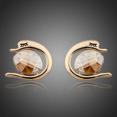 Fish Porpoising Crystal Stud Earrings - KHAISTA Fashion Jewellery