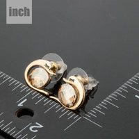 crystal fish porpoising stud earrings detail view by KHAISTA