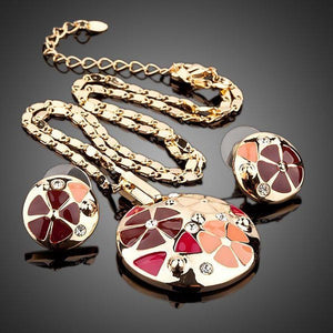 Floral Stud Earrings and Pendant Necklace Set - KHAISTA Fashion Jewellery