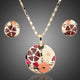 Floral Crystal Stud Earrings and Pendant Necklace Set