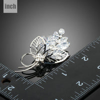 Close-up of crystals on Khaista flower bouquet brooch