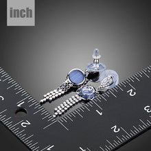 Load image into Gallery viewer, Flower Crystal Tassel Drop Earrings - KHAISTA Fashion Jewellery
