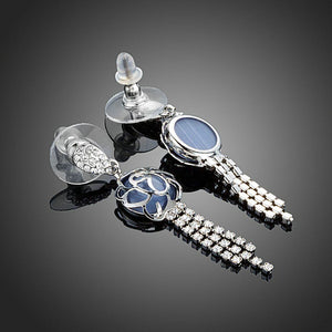 Flower Crystal Tassel Drop Earrings - KHAISTA Fashion Jewellery