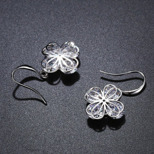 Flower Cubic Zirconia Drop Earrings -KPE0330 - KHAISTA Fashion Jewellery