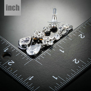 Flower Design Cubic Zirconia Drop Earrings - KHAISTA Fashion Jewellery