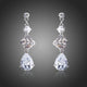Flower Design Cubic Zirconia Drop Earrings
