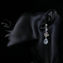 Load image into Gallery viewer, Flower Design Cubic Zirconia Drop Earrings - KHAISTA Fashion Jewellery
