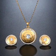 Load image into Gallery viewer, Flower Pattern Bridal Pendant Necklace Set - KHAISTA Fashion Jewellery
