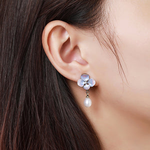 Flower Pearl Drop Earrings -KPE0363 - KHAISTA Fashion Jewellery