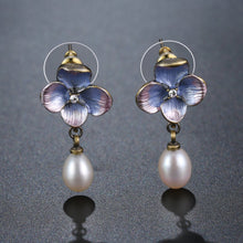 Load image into Gallery viewer, Flower Pearl Drop Earrings -KPE0363 - KHAISTA Fashion Jewellery
