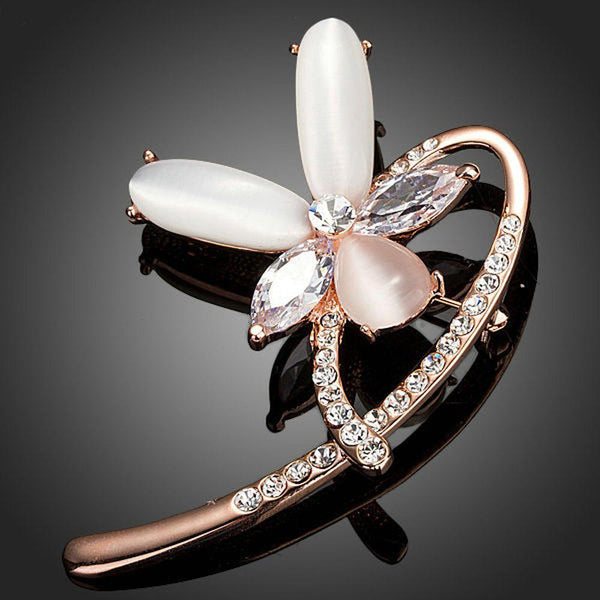 Khaista crystal flower plant shape brooch on white background