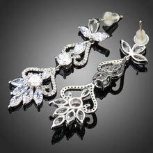 Load image into Gallery viewer, Flower Shape Crystal Drop Earrings -KPE0286 - KHAISTA Fashion Jewellery
