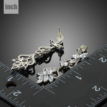 Load image into Gallery viewer, Flower Shape Crystal Drop Earrings -KPE0286 - KHAISTA Fashion Jewellery
