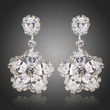 Load image into Gallery viewer, Flower Star Shape Cubic Zirconia Drop Earrings - KHAISTA Fashion Jewellery
