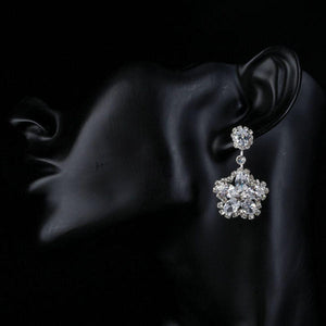 Flower Star Shape Cubic Zirconia Drop Earrings - KHAISTA Fashion Jewellery