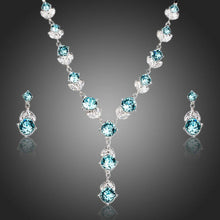 Load image into Gallery viewer, Flower With Light Blue Stellux Austrian Jewelry Set - KHAISTA Fashion Jewellery
