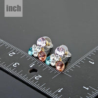 Stellux Austrian crystal flower stud earrings detail view by KHAISTA