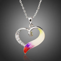 Pendant detail on KHAISTA forever love crystal heart pendant necklace