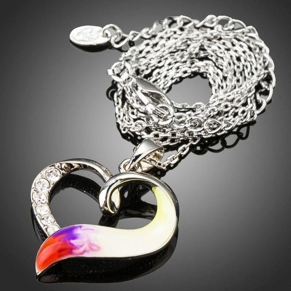 KHAISTA forever love crystal heart pendant necklace on white background