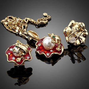 Frog Stud Earrings Necklace Set - KHAISTA Fashion Jewellery