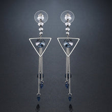 Load image into Gallery viewer, Geometric Blue Long Drop Earrings -KPE0374 - KHAISTA Fashion Jewellery

