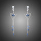 Geometric Blue Crystal Long Drop Earrings